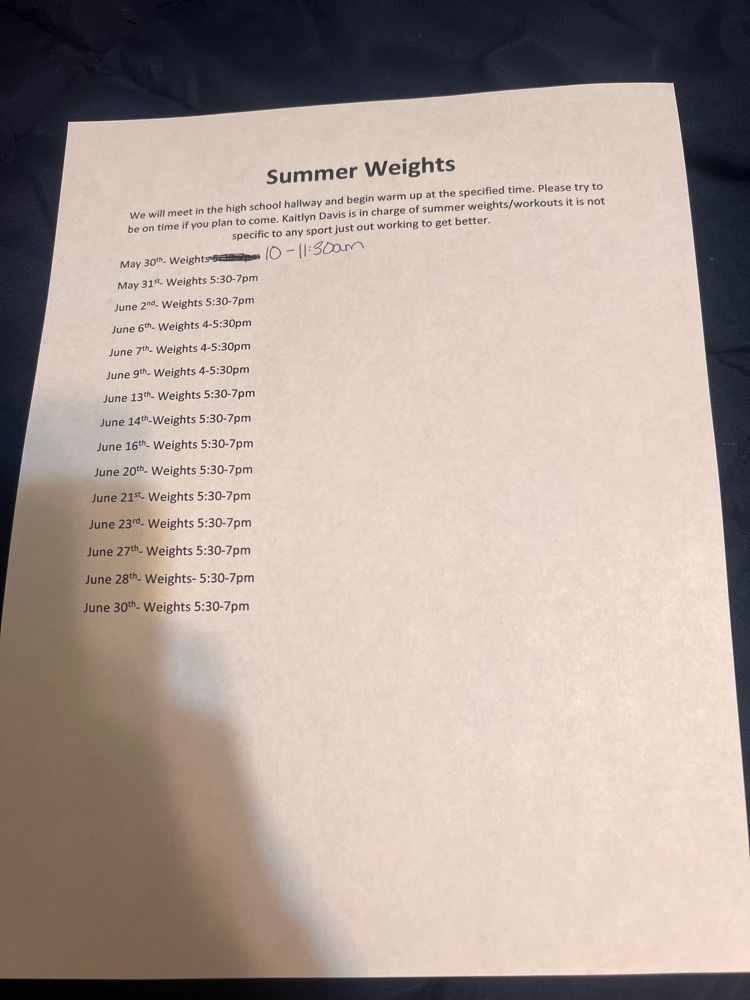 Girls Summer Weights 